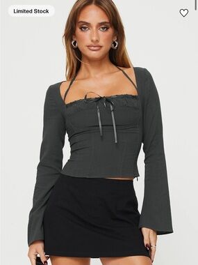 Trynia Long Sleeve Top Grey Princess Polly